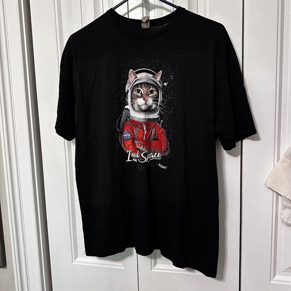 Daytitex T Shirt Mens Cat I Need More Space Outer Space Astronaut Large Black